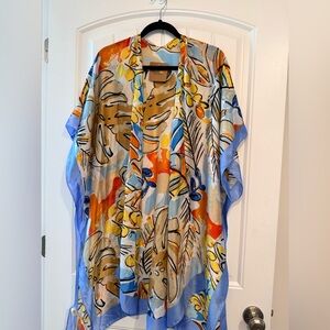 Colorful Floral Kimono One Size Swim Cover Up Cruise Summer